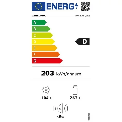 Whirlpool Szabadonálló Alulfagyasztós Hűtő W7X 93T OX 2 Inox