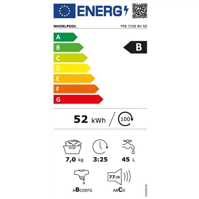 Whirlpool szabadonáló elöltöltős mosógép: 7,0kg FFB 7259 BV EE