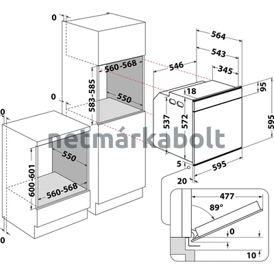 WHIRLPOOL W7 OS4 4S1 P BL BEÉPÍTHETŐ GŐZFUNKCIÓS SÜTŐ