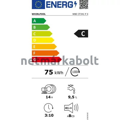 Whirlpool WBO 3T341 P X Beépíthető mosogatógép