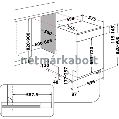 Whirlpool WBO 3T341 P X Beépíthető mosogatógép