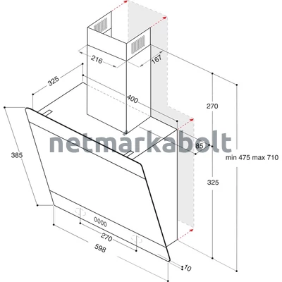 Whirlpool WHVP 62F LT SK fali döntött páraelszívó 60cm fekete