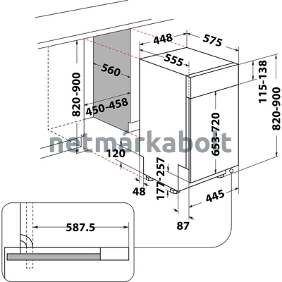 WHIRLPOOL BEÉPÍTHETŐ MOSOGATÓGÉP WSBO 3O34 PF X