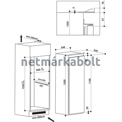 Whirlpool ARG 7182 Beépíthető hűtőszekrény