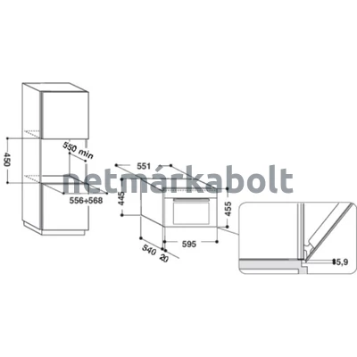 WHIRLPOOL BEÉPÍTHETŐ MIKROHULLÁMÚ SÜTŐ W11I ME150