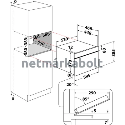 WHIRLPOOL BEÉPÍTHETŐ MIKROHULLÁMÚ SÜTŐ W7 MD440 NB