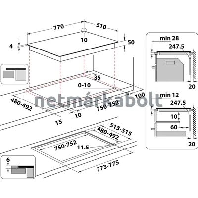 Whirlpool WF S1577 CPNE indukciós főzőlap 77cm CleanProtect