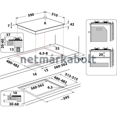 Whirlpool GOR 625/NB1 Beépíthető Gázfőzőlap