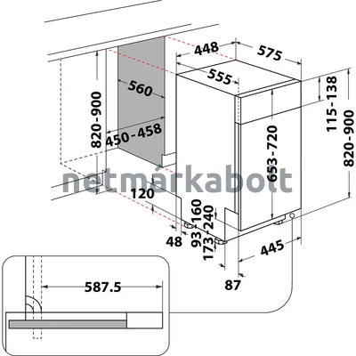 WHIRLPOOL BEÉPÍTHETŐ MOSOGATÓGÉP WSBO 3O23 PF X