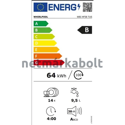 Whirlpool W8I HF58 TUS beépíthető mosogatógép