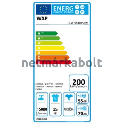 Whirlpool 3LWTW4815FW félprofesszionális felültöltős mosógép