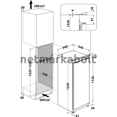 Whirlpool ARG 86122  Beépíthető hűtőszekrény