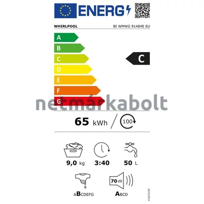 Whirlpool BI WMWG 91484E EU beépíthető mosógép 9kg 1400f/p