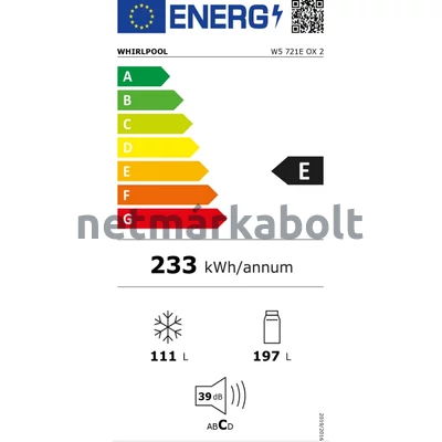 WHIRLPOOL W5 721E OX 2 Szabadonálló Hűtőszekrény