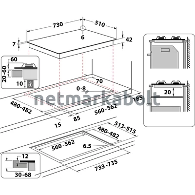 Whirlpool GOWL 728/NB Beépíthető Gázfőzőlap